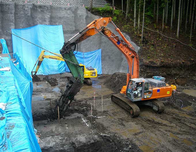 水平トレンチャー施工状況