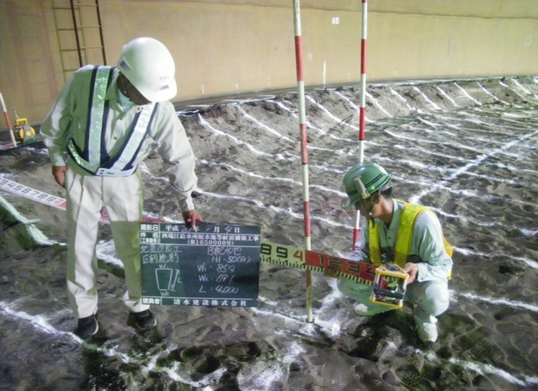 西瑞江配水所配水池等耐震補強工事(鋼製排水池における液状化防止対策)区割り状況