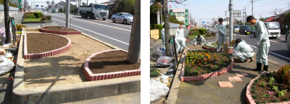 1ヵ月後にはきれいな花壇ができました